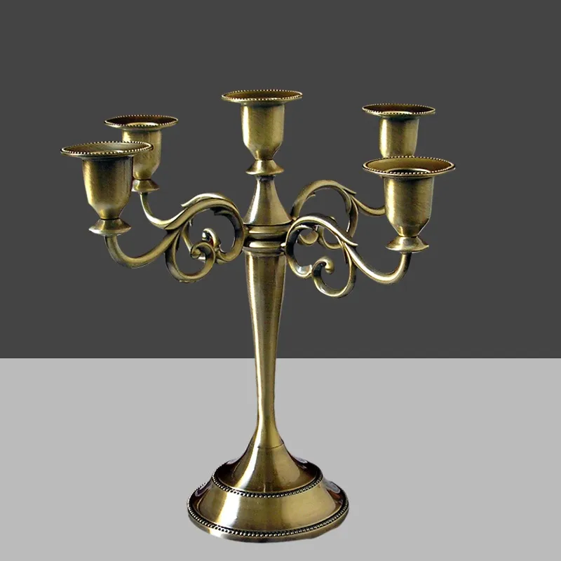 Bronze metal candle holder 5-arms candle stand 27cm tall wedding event candelabra candle stick