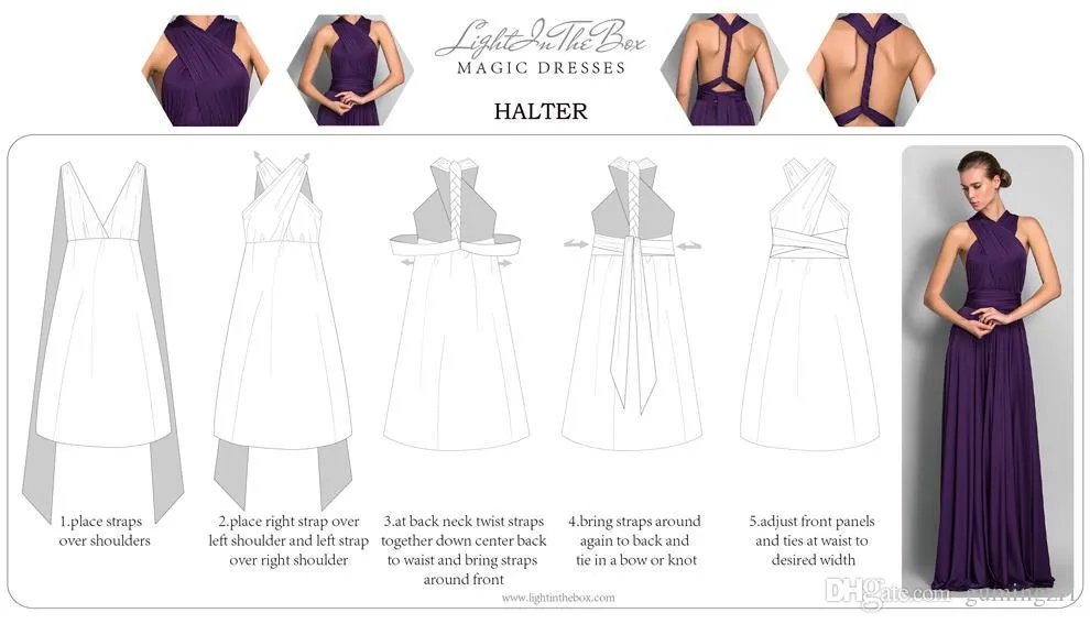 Long Chiffon Convertible Bridesmaid Dress 2019 New Floor Length Wedding Party Dress Custom Made Drop Shipping