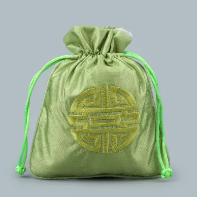 刺繍の楽しい結婚式のパーティーの好意バッグ中国のクラフトクリスマスギフトバッグ小さいサテンの布の巾着バッグジュエリー包装袋