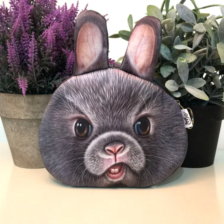 Nouveau Style porte-monnaie mignon impression 3D ROWN ours tête Panda lapin animaux porte-monnaie changement sacs à main sac à main sac à clés