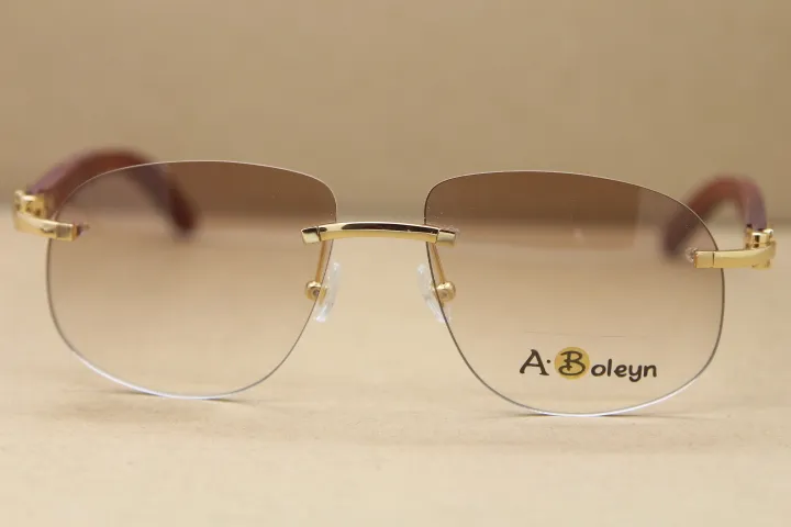 Decor Wood frame T8100928 designer Rimless Sunglasses gold fashion glasses Ornamental Frame Size5618140mm high quality lenses4823322