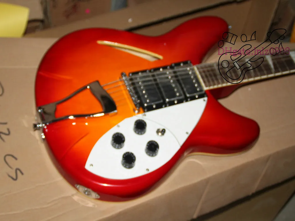 Cherry Burst 12 Strings 325 330 Electric Guitar 3 Pickups Hoge kwaliteit Muziekinstrumenten