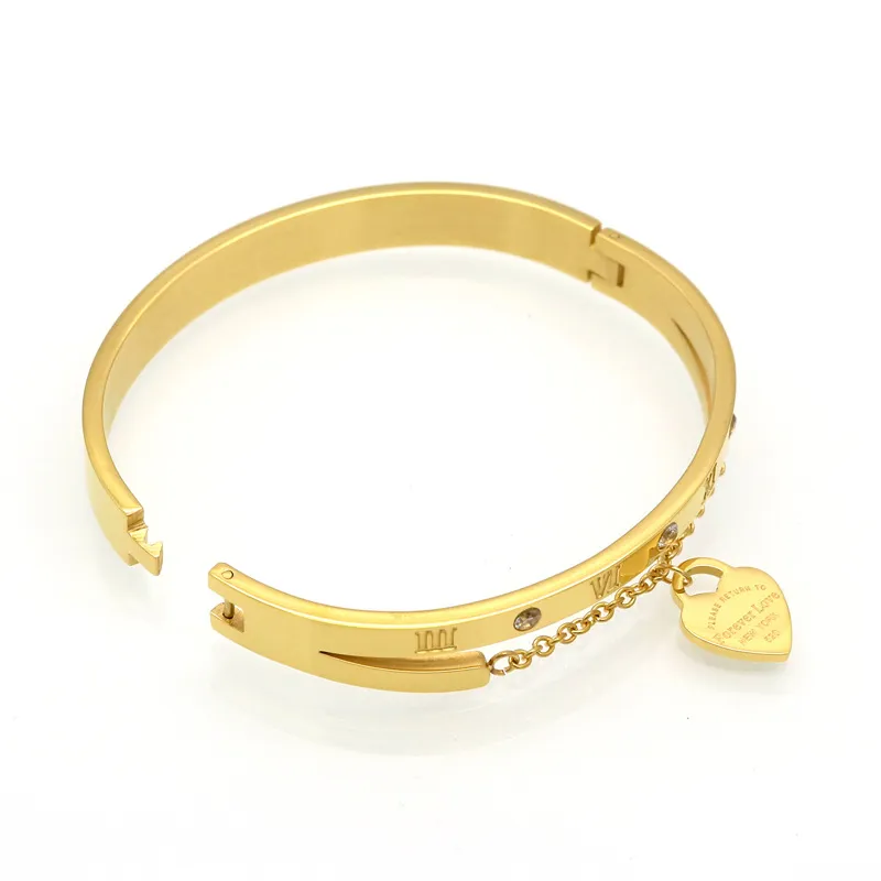 Hot Jewelry Brand Pulseira Stainless Steel H Bracelet & Bangle Gold color Heart Love Tag forever Love Bracelet Jewelry For Women jewelry