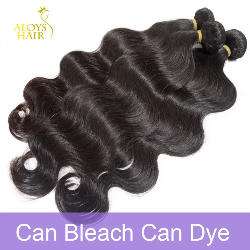 Betyg 10a Brasiliansk Virgin Hair Body Wave Obehandlad Rå Peruvian Indian Malaysian Human Hair Weave 3 / 4Bundles Lot Naturlig färg kan bleka