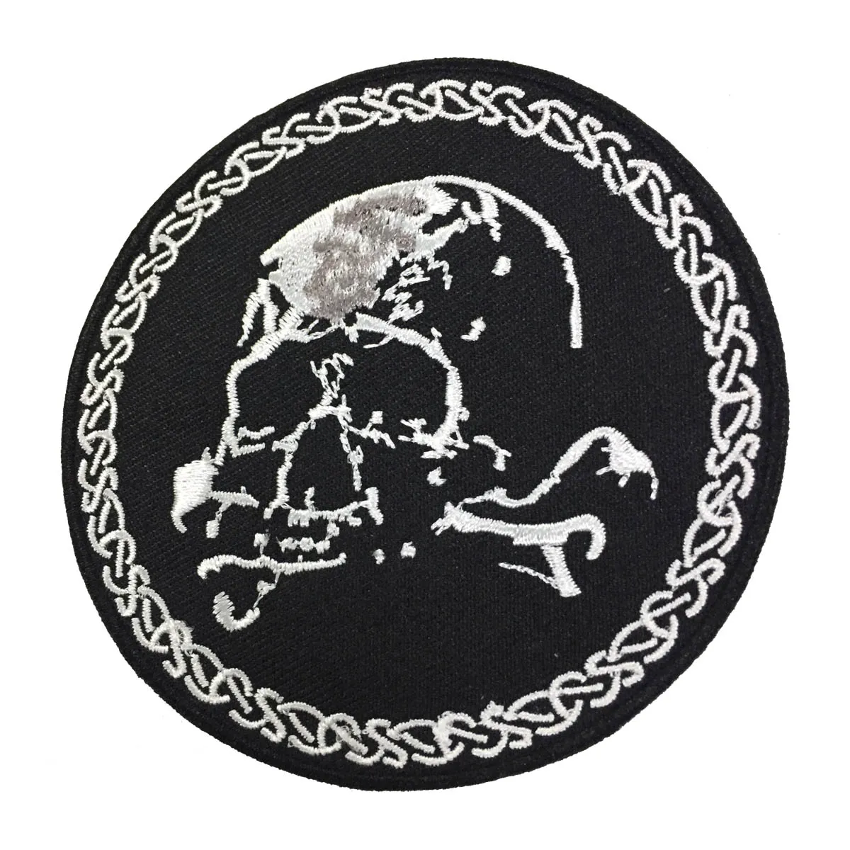 Skull Bones Crossbones Embroidery Patch Motorcycle Biker Club MC Front Jacket Applique Iron Sew On Badge 3.5 INCH 