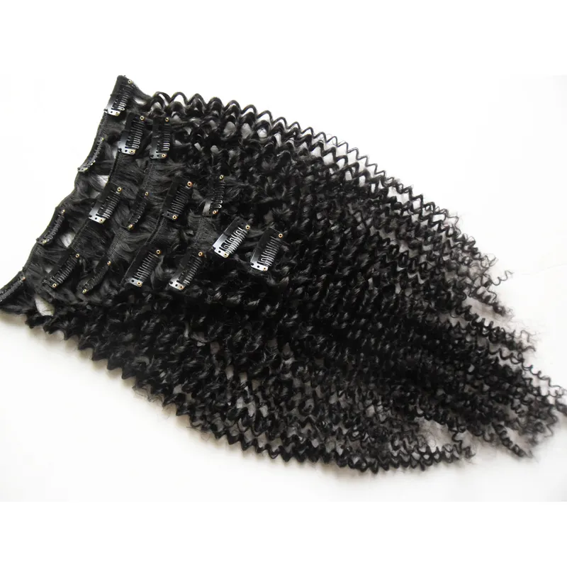 Clip afro kinky dans les extensions de cheveux naturels 100g / clip dans les extensions de cheveux humains