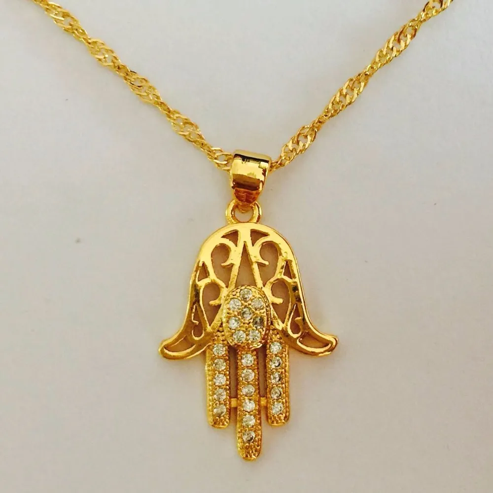 Hexagram Hamsa Hand Pendant Necklace Women,Magen David Necklace