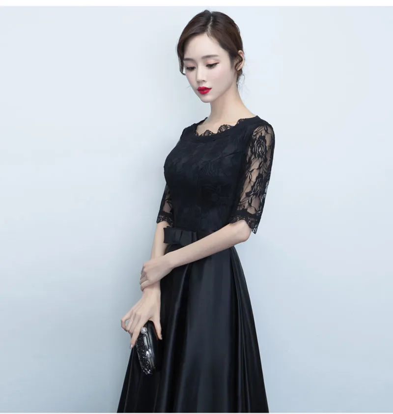 New Style Black Medium Length Short Sleeve Formal Dress Elegant And Thin Banquet Prom Party Wear From Hsmw002 40.21 DHgate.Com