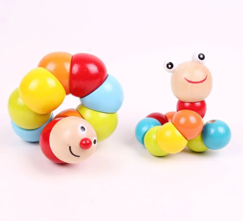 Natural Wood Child Childres Toy Children039s Learning Educational Toys Wood Caterpillar Dolls Children Funny Toys Baby Intelligen4453905