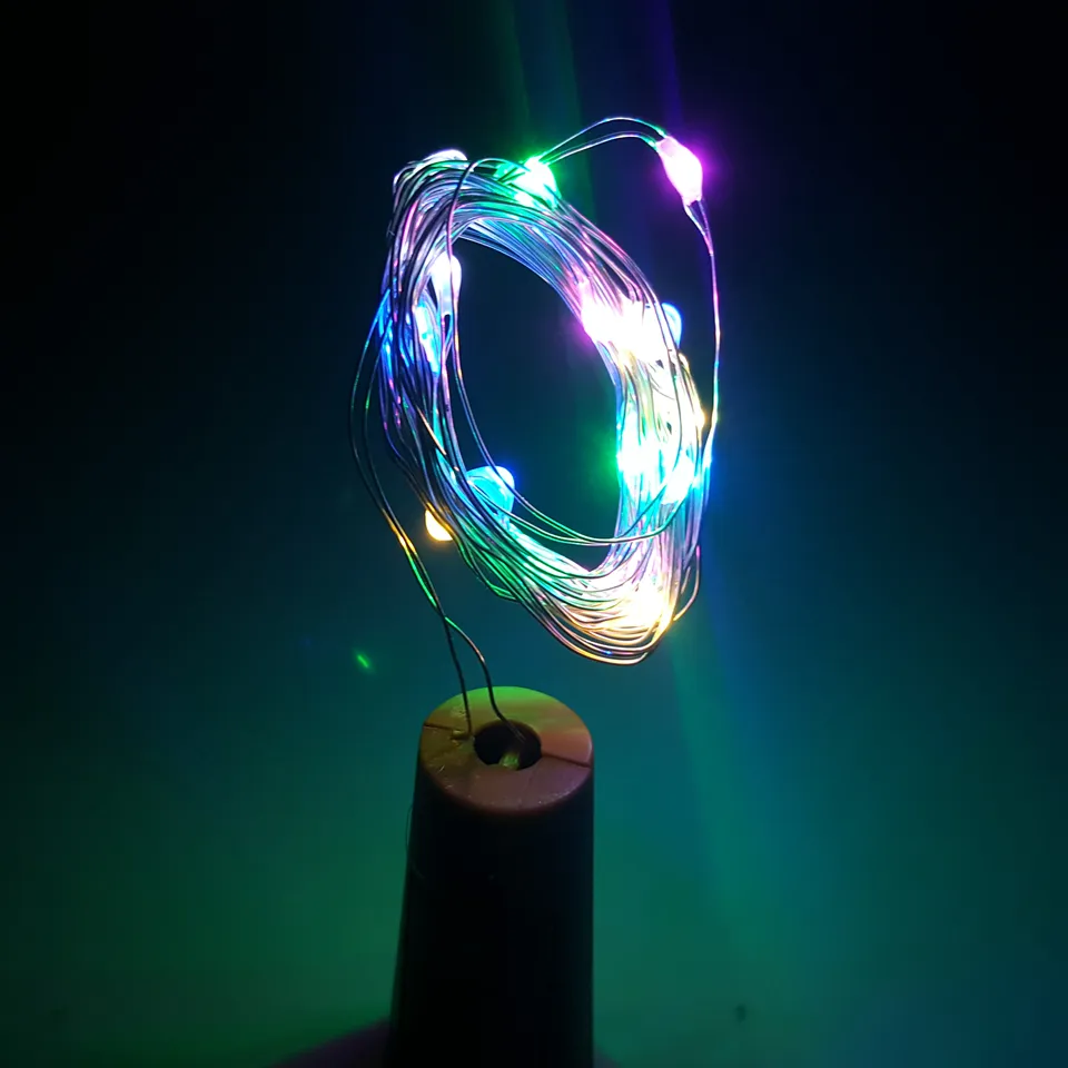 Bouteille de vin en liège guirlande lumineuse bouchon de bouteille LED chaîne 2M 20leds fil d'argent chaîne lumières alimenté par batterie décoration de mariage de noël