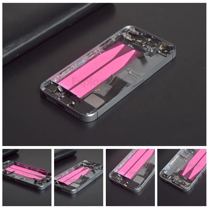 / iPhone 5 5G 5s Custodia a batteria posteriore con i pulsanti laterali Cavi Cavi PARTI DI SOSTITUZIONE DELLA TRAY SIM