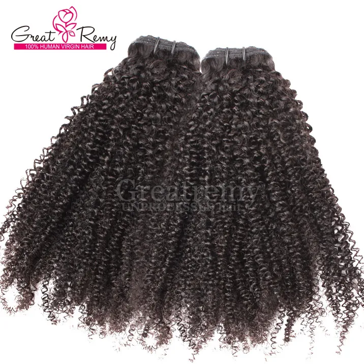 Greatremy® Afro Kinky Curly Weaves Weaves Trade Cutículas Completas Extensões Humanas de Cabelo Humano Brasileiro Pacotes de Cabelo Onda Curly