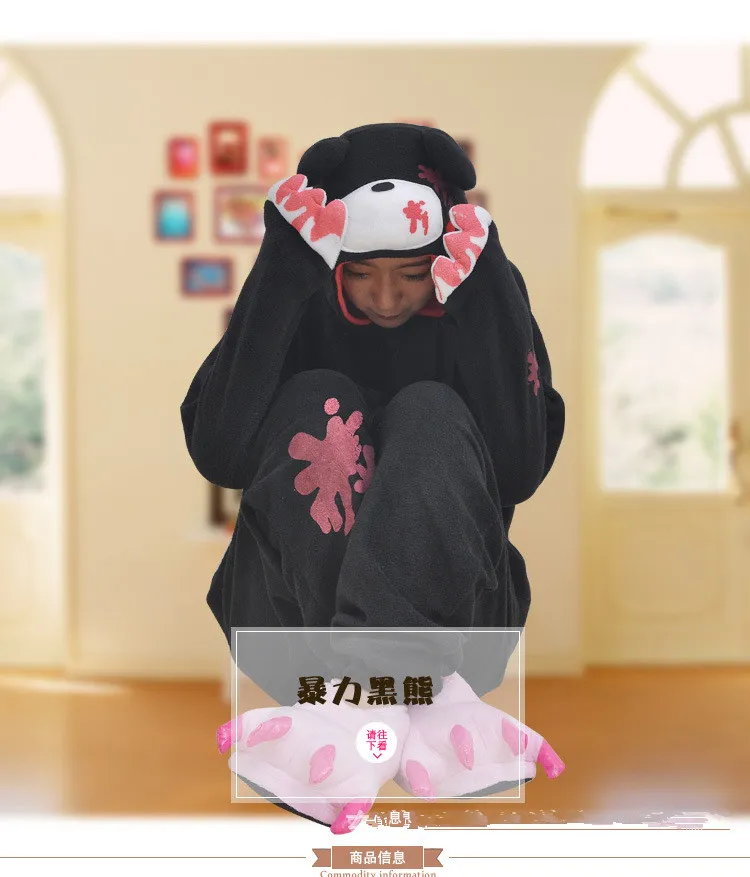 Günstige DHL Pijamas Schwarz Rosa Gloomy Bear Polar Warm Fleece Japan Anime Mode Onesie Pyjama Tier Anzüge Cosplay Erwachsene Kleidungsstück Overall