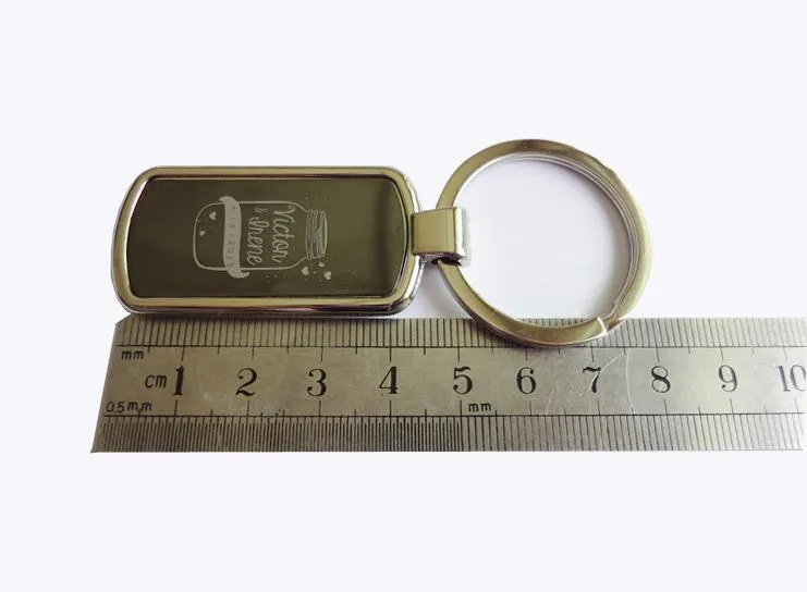 Rektangel Personlig Key Ring Metal Keychain - Business Promotion Gift Custom Drop Shipping