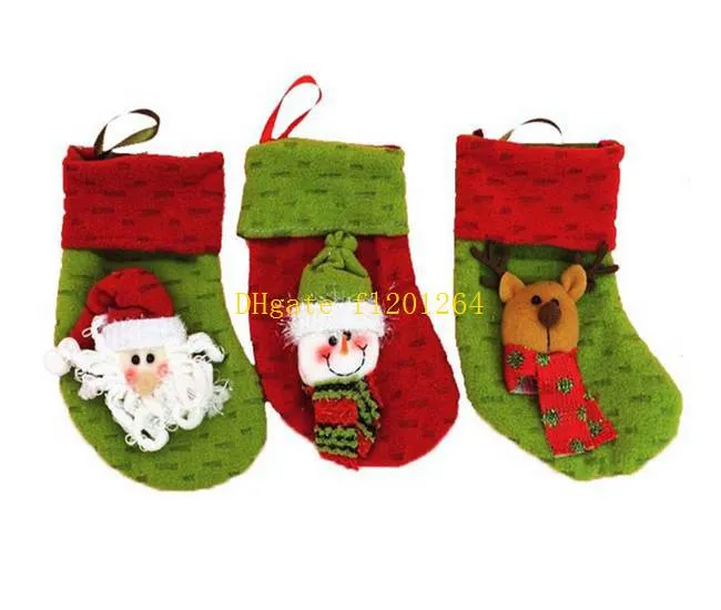 500 sztuk / partia Darmowa Wysyłka New Arrival Santa Claus Christmas Stockings Prezenty Świeczki Posiadacze Choinki Dekoracje