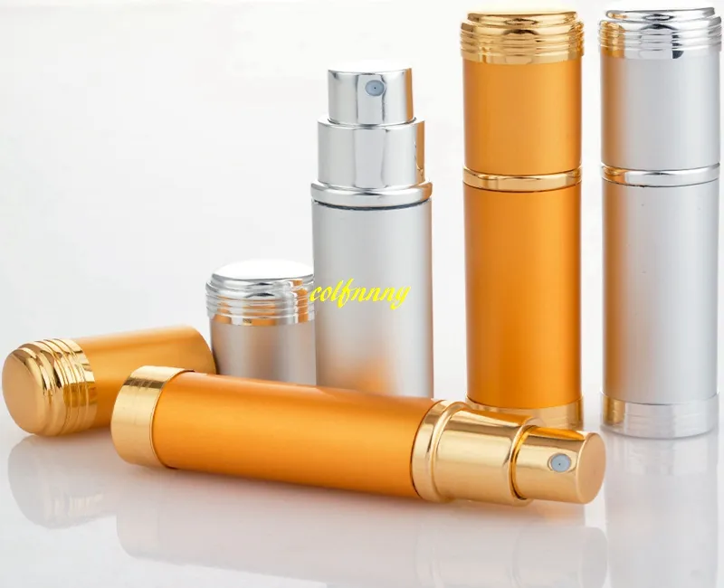 Fast shipping 5ml Portable Mini Perfume Bottle Travel Aluminum Spray Atomizer Empty bottles gold and silver color