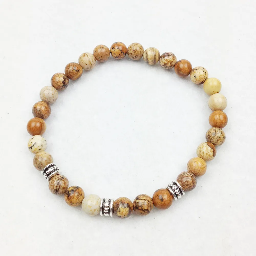 SN0619 Mężczyzna Bransoletka Yoga 6mm Lava Jasper India Agate Onyx Garnet Nuturywa Bransoletka Kamienna Szczęście Biżuteria Bilans Bransoletka