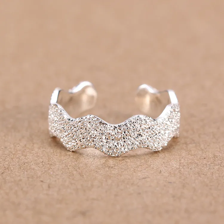 100% 925 bijoux européens vague argent anneaux marque mode bagues de haute qualité ouvert femmes anneau antiallergique 1.53g