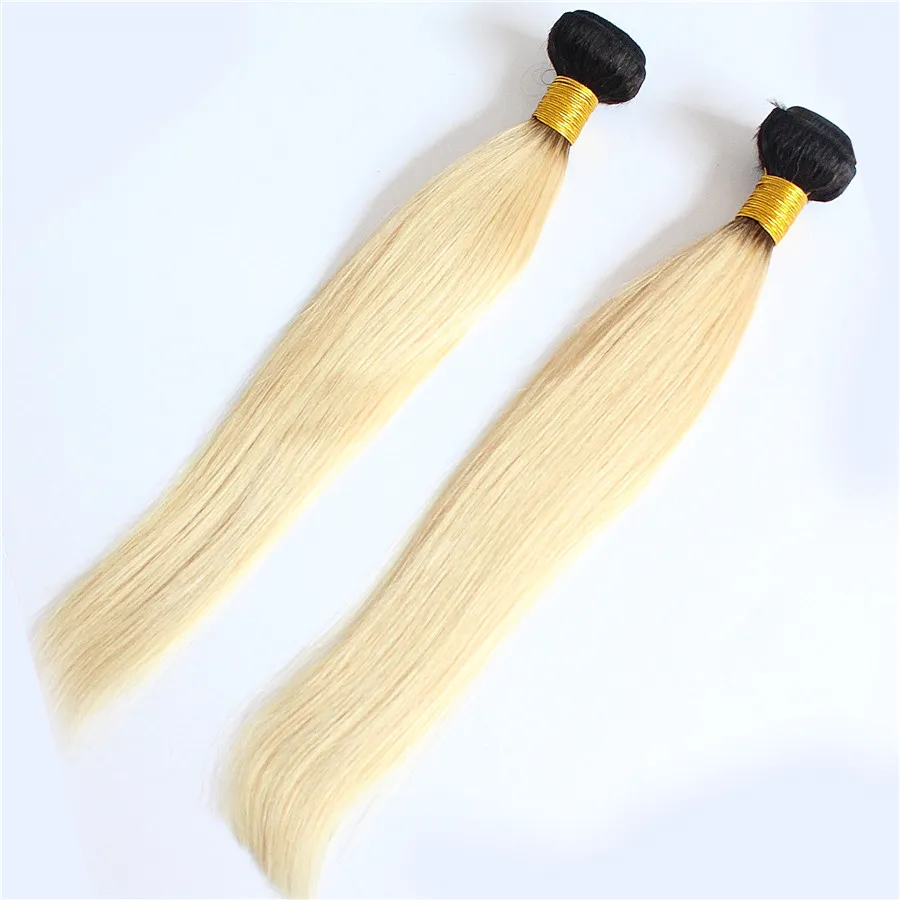 T1B/613 ombre Straight Hair Brazilian Virgin Hair Weave Bundles Human Hair Extensions 200g 