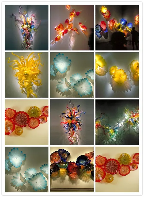 100% handblåst blomma glas vägglampor mun borosilikat dekorativa LED-konst Sconce