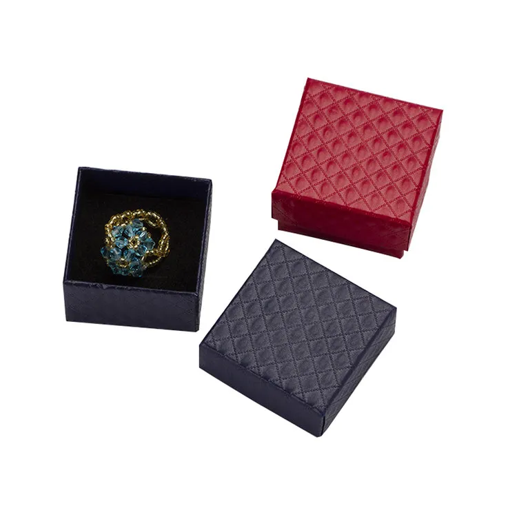 5 * 5 * 3cm Smycken Display Låda / Multi Colors Black Svamp Diamant PatternN Papper Ring / Örhängen Box Förpackning Presentförpackning