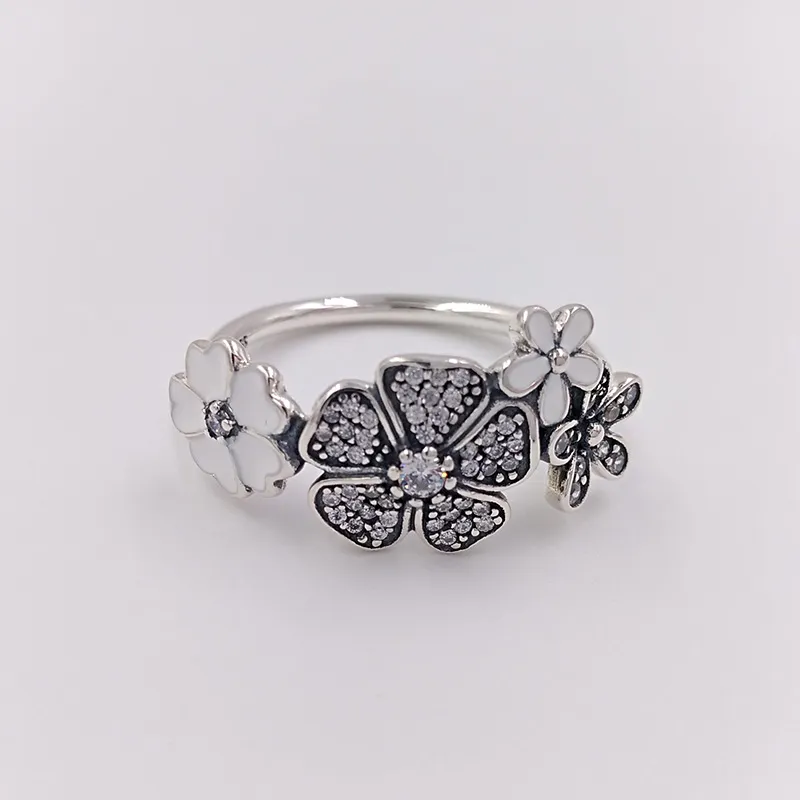 Świecąca pierścień bukiet Authentic 925 Srebrne pierścienie pasuje do europejskiej biżuterii w stylu Pandora Andy Jewel 190984cz