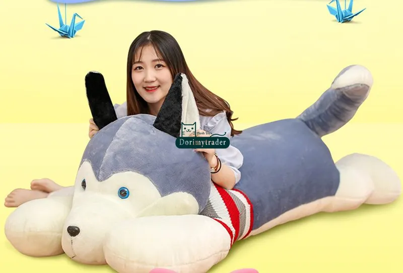 Dorimytrader Jumbo Plush Anime Husky Dog Toy Giant Sifted Soft Animal Puppy Pillow Doll Gifts for Children 4サイズDY603015166240
