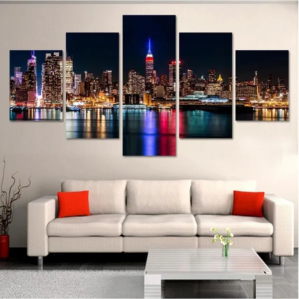 Paisagem Urbana 5 Peças HD imprimir pintura de cenário na arte da parede da lona fotos modern fashion home decor sala de estar quarto