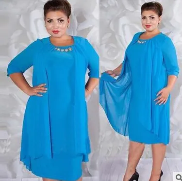 Robe fausse femme, couleur unie, manches mi-longues, grande taille, décontractée, une pièce, festa L-3XL 4XL 5XL 6XL, nouveau produit de printemps