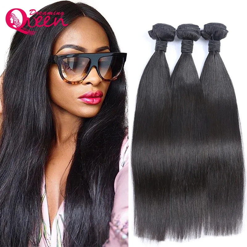 Wholesale reto peruano indiano Malásio Brasileiro Virgem Humano Weave Pacotes Cheap Remy Extensões de Cabelo Humano Cor Natural 1b