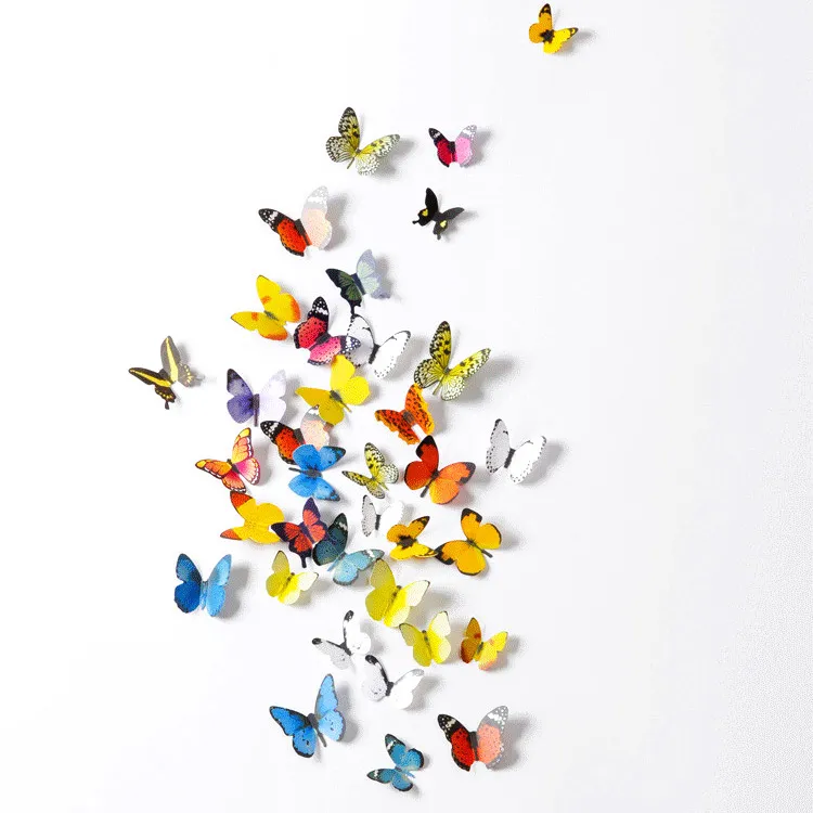 Adhesivo de pared de PVC con mariposa 3D, juego de 19 Uds. De pegatinas de pared de mariposa simuladas para decoración del hogar, pegatinas de pared de 8 colores de grupo