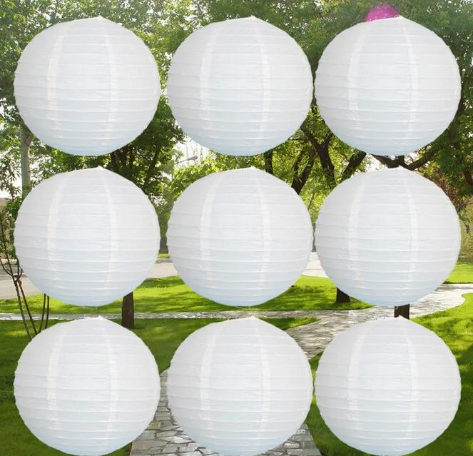 Wholesale-(40pcs/lot) 4''(10cm) white color Chinese paper lantern festival&wedding decoration(only paper lantern )