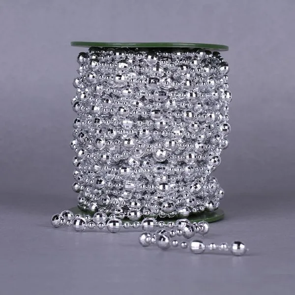 Guirlande de chaîne de perles en diamant plaqué argent/or, 1 bobine de 8mm 3mm, 15 mètres, décoration artisanale pour fête de mariage et noël, bricolage