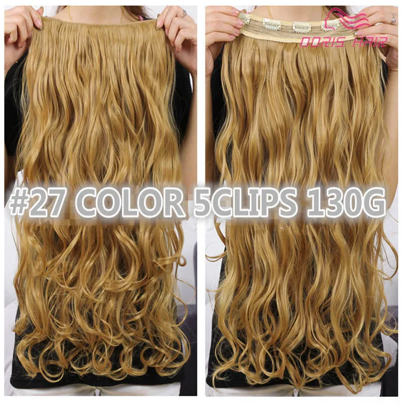 s Clip in hair extension 5clips one pieces 130g full head body wave red brown blond in stock synthetic hair 9553228