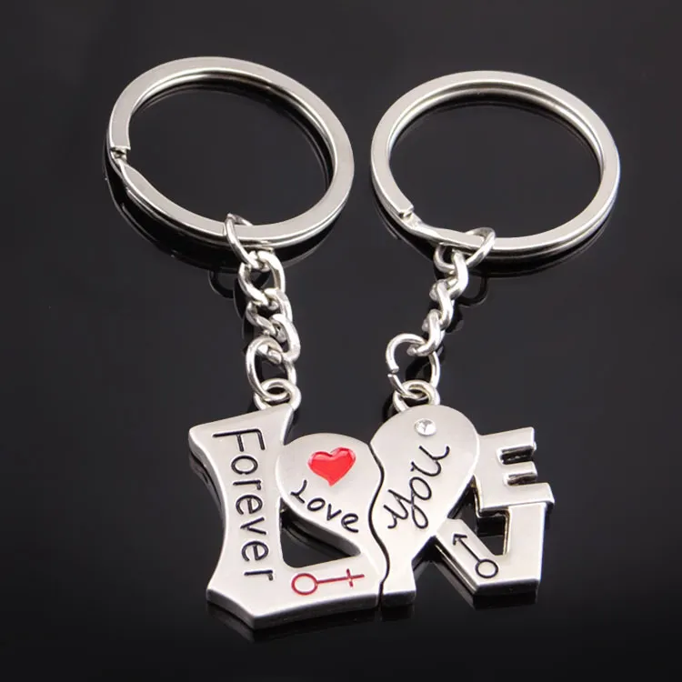 Lovers KeyChain Valentine's Day Gift Par I Love You Forever Word Key Ring Christmas Gift Bästa gåva för par