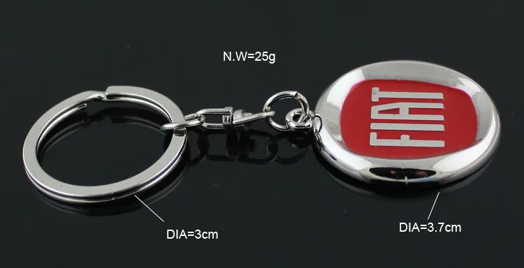 Emblem Car logo Keychain for Fiat Zinc Alloy Car Logo Keyring Key chain Ring Key Holder269R