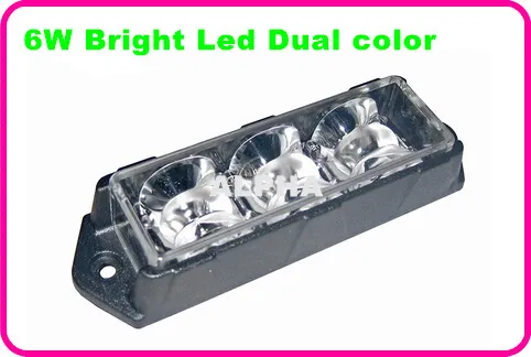 اللون المزدوج مشرق 6LEDS * 3W سيارة ستروب ضوء تحذير، شاحنة أضواء الطوارئ، الفناء، ضوء الشرطة، ماء