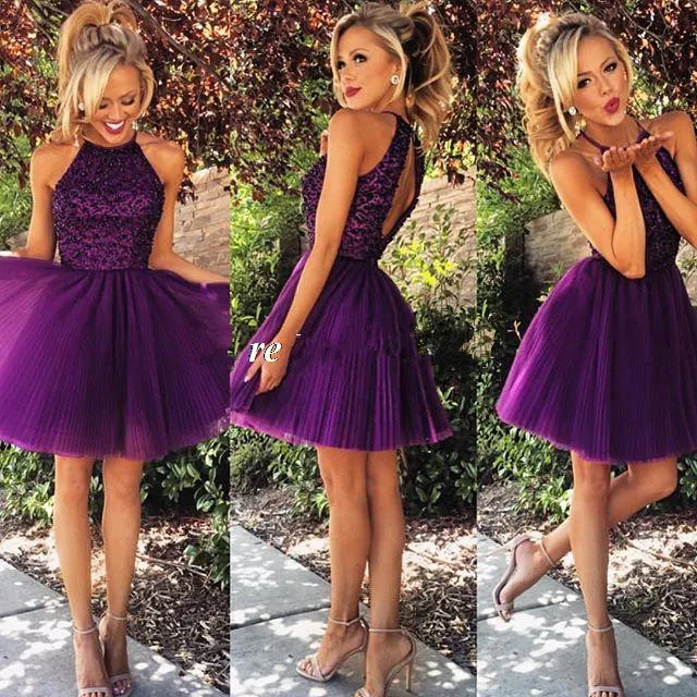 2016 Hot Sale Sexy Ärmlös A-Line Evening Klänningar Med Beaded Crystal Tulle Mini Celebrity Prom Party Gowns W03