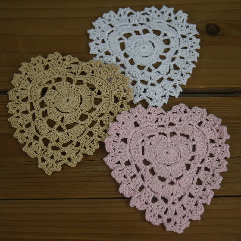 30Piese -15 diseño-- rosa Vintage Hand Crochet Doilies Round Coasters tapetes de algodón apliques de algodón Home wedding decoration