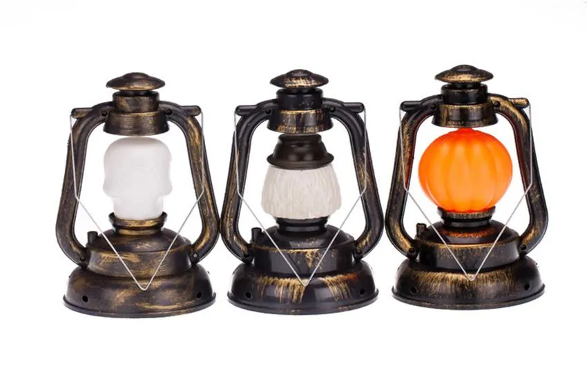2016 Halloween Decoration Trick Toys Mini Pumpkin Lantern Light met Sound Ghost Witch Hand Lamp Batterijvoeding voor kinderen Gift