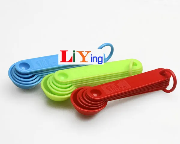 mätning sked uppsättning plast kök mätverktyg kaffe scoop tesked sallad spoon1 / 8 1/4 1/2 1tsp 1/2 1 tbs matsked bakning gadget