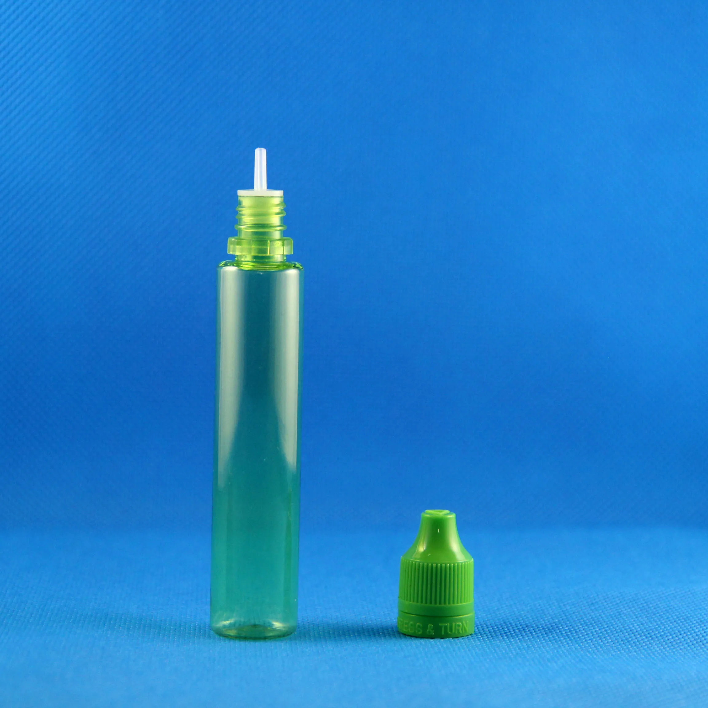 100 피스 30ml 플라스틱 드롭퍼 병 녹색 색상 이중 증명 캡으로 고도로 투명합니다. 어린이 안전 도둑 안전한 긴 젖꼭지
