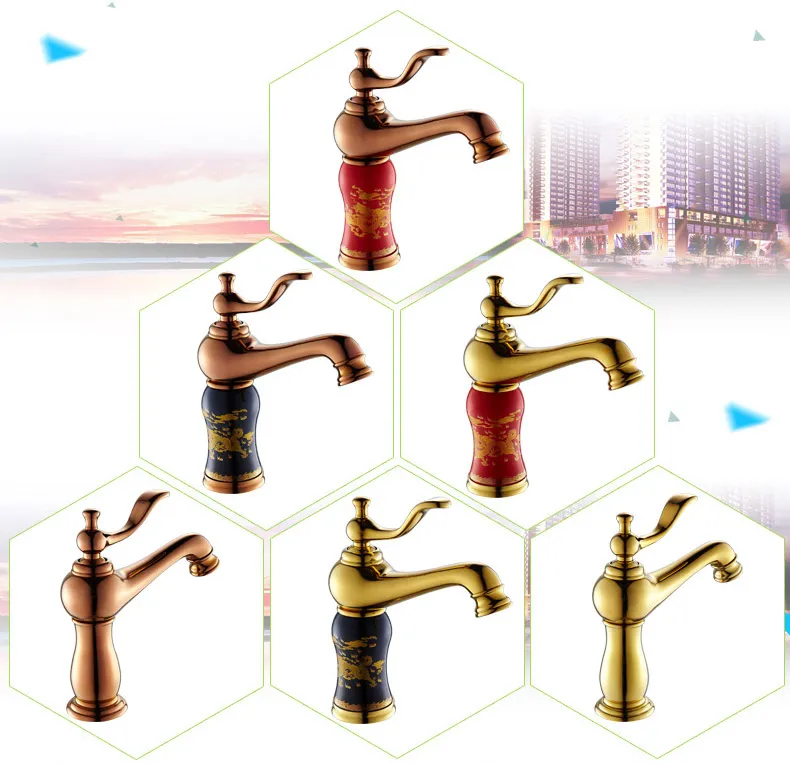 Soild Brass Faucet Goldはさまざまな種類の色で仕上げられており、セラミックボディを飾るシングルハンドル1つの穴のキッチンシンク蛇口