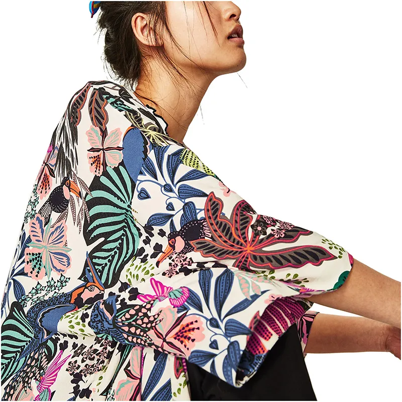 NYMPH 2017 NUEVA Moda Tropic Affair Mujeres Chaqueta Verano Nueva Flor Estampado Kimono Chaqueta Abrigo Suelto Batwing Manga Casual Tops