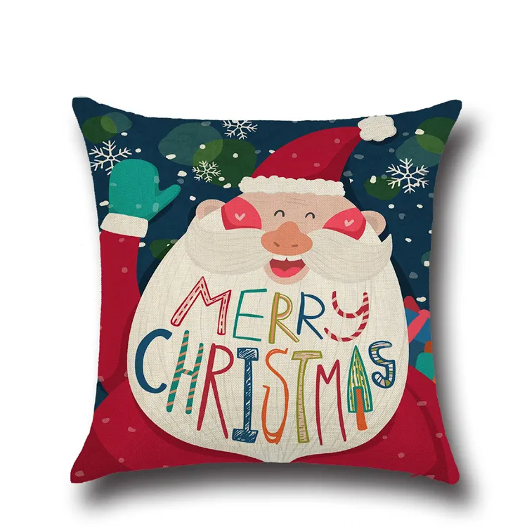 Christmas Reindeer Pillow Case XMAS Theme Deer Printing Pillow Cover Home Sofa Chair Linen Home Textiles Cushion Cover Merry Christmas Gift