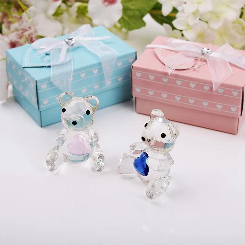 Crystal Bear Figurines Pink Blue Wedding Favors Birthday Party Gifts Centerpieces Accessories Baby Shower Home Decoration