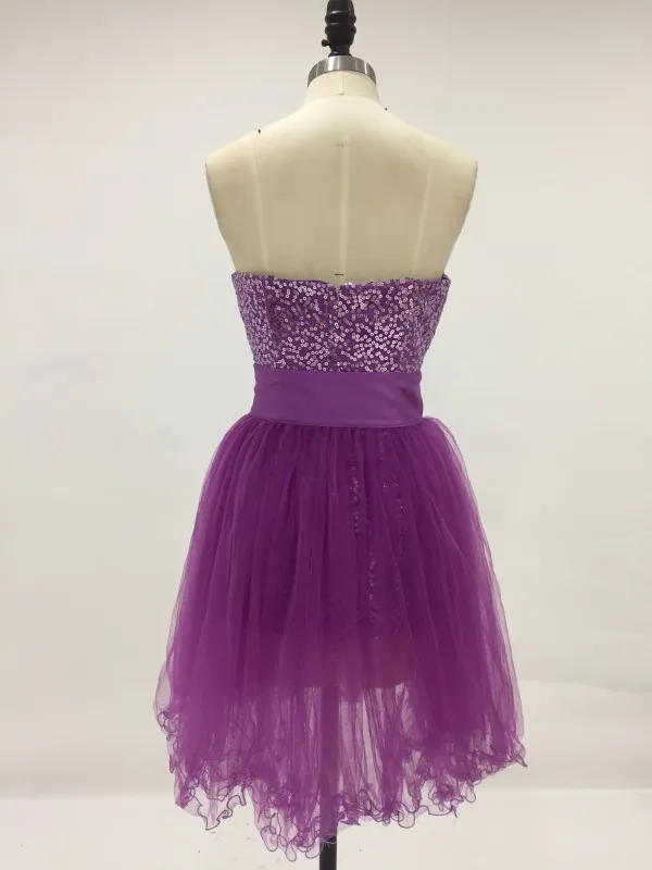 fitted lace wedding dress Cute Tulle Short A-Line Prom Dress, Purple Off the Shoulder Evening Dr