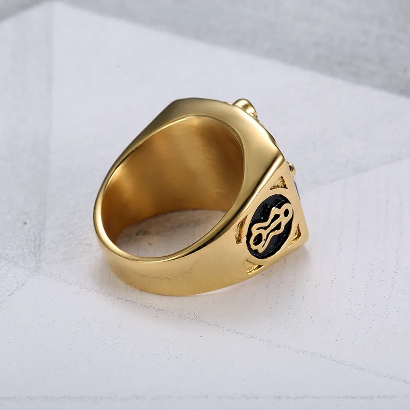 Populär blå safir cz freemason masonic män ringar 316l rostfritt stål gratis mason master signet kompass och kvadratisk broderskap objekt ring smycken hög kvalitet