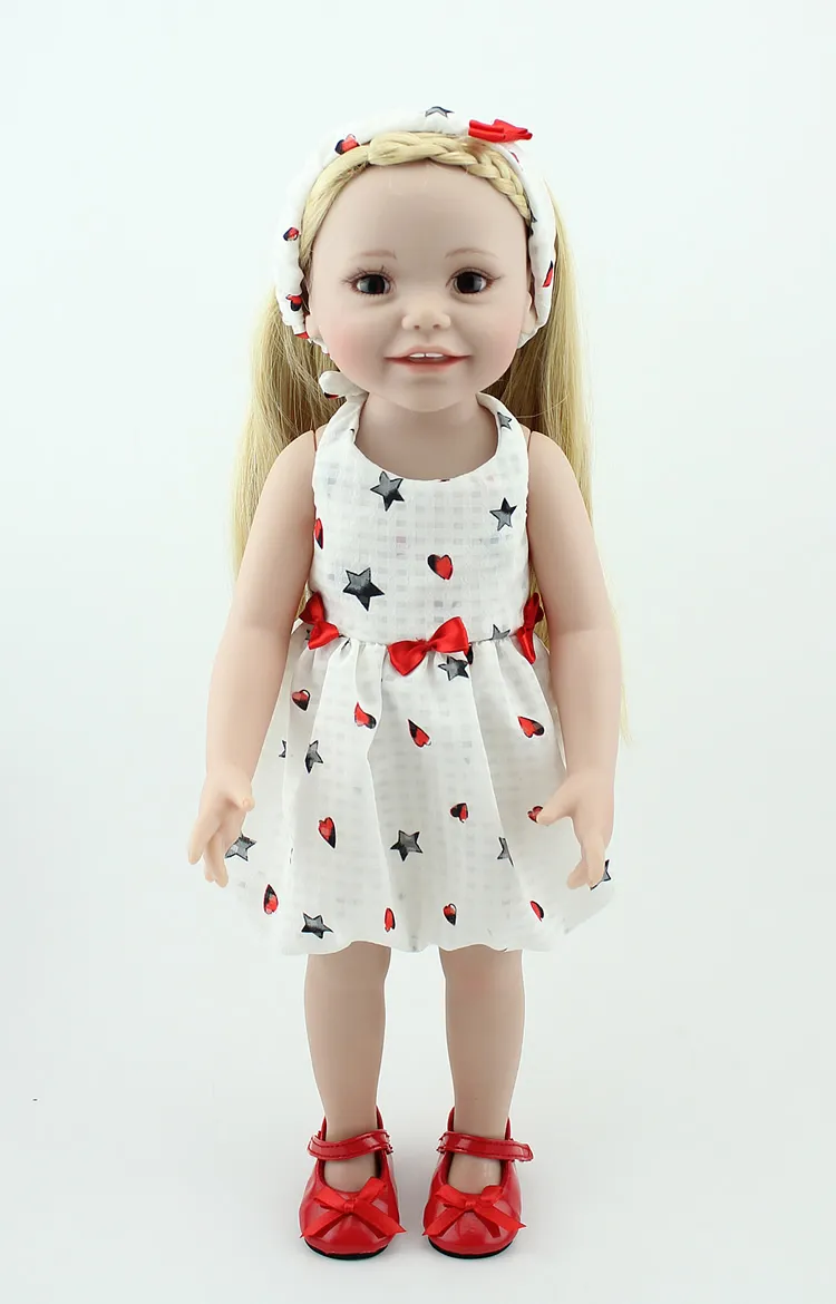 45 cm/18 Inch American Girl Doll Handmade Soft Plastic Reborn Baby Toys Dolls for Kid's Gifts