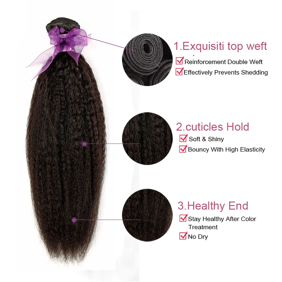 Paquetes de armadura de cabello humano recto rizado brasileño 7A Extensiones de cabello recto afro yaki grueso peruano malasio italiano sin procesar